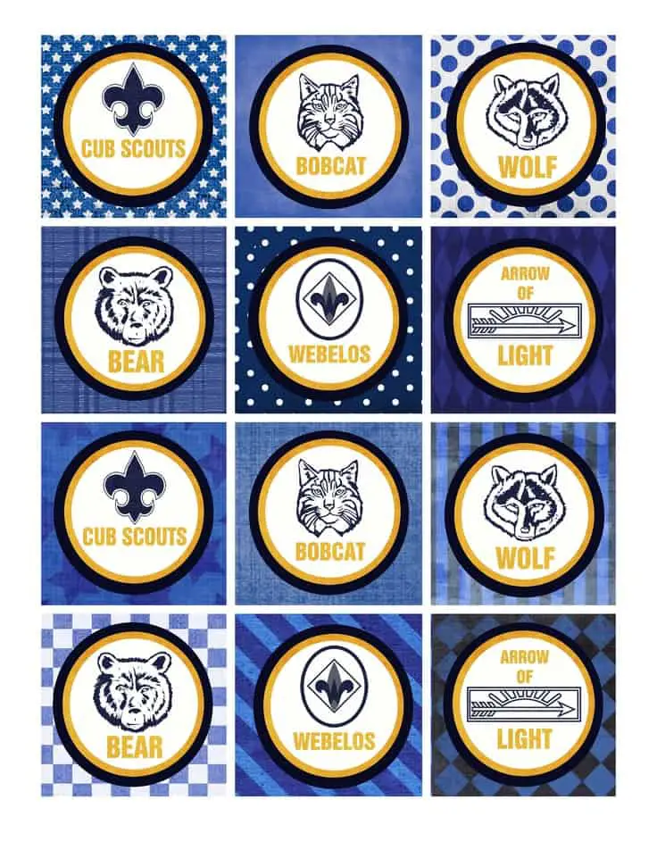 Cub Scout Cupcake Toppers