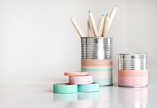 Washi Tape Covered Containers