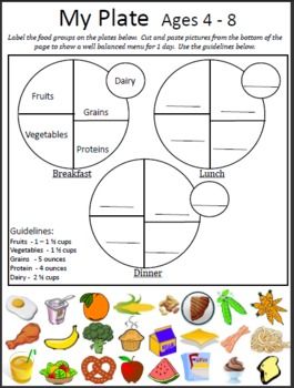 plate cut paste worksheet nutrition food activities activity kids worksheets ages health healthy groups cooking foods printable myplate sorting students