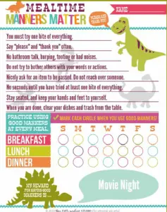 mealtime manners chart
