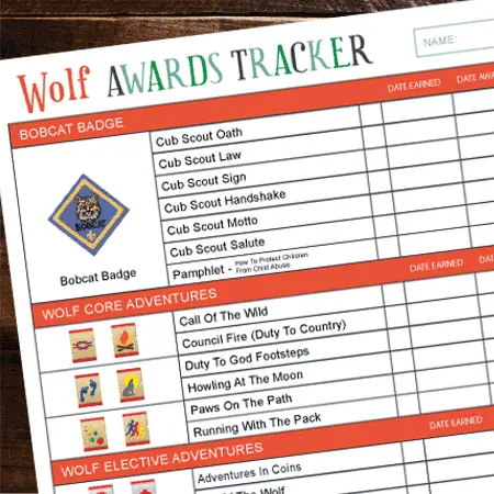wolf cub scout badges requirement checklist