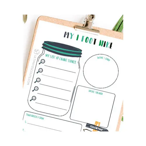 Tiger 1 Foot Hike with Free Cub Scout Worksheet
