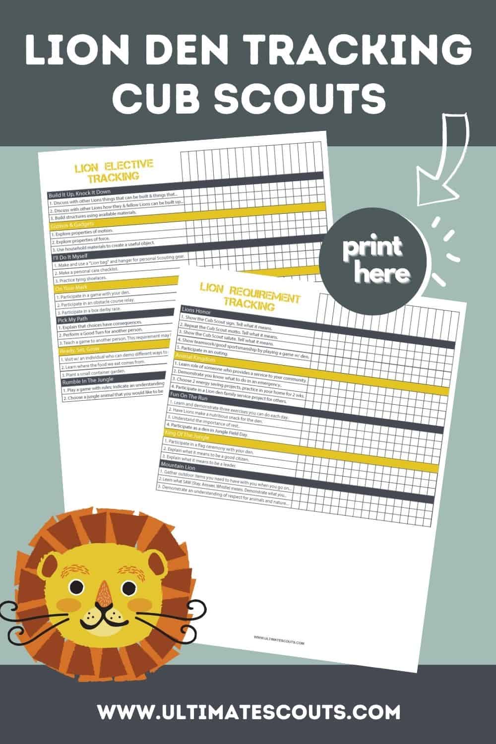 Lion Scout Den Tracking Checklist (Free Printable)