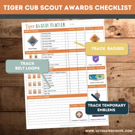 Tiger Scout Awards Checklist Detailed