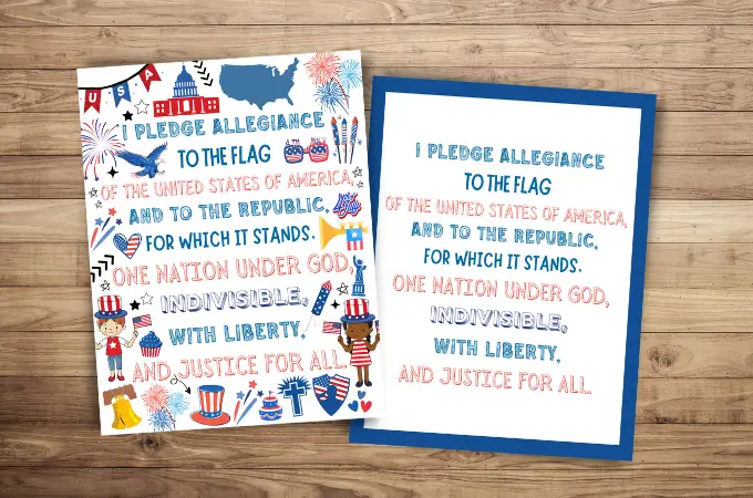 colorful pledge of allegiance printable