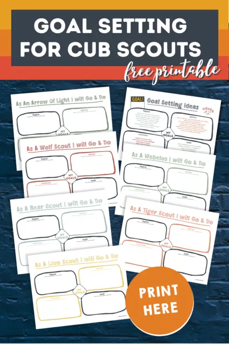 cub scouts goal setting with free printable