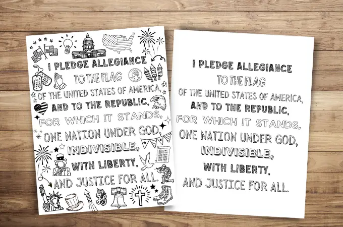 printable pledge of allegiance coloring page