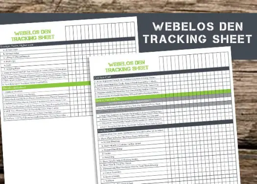 webelos scout tracking sheet for scout leaders and parents