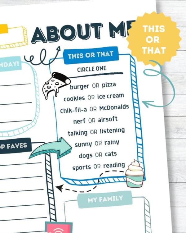 all about me printable