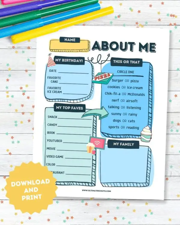 all about me printable