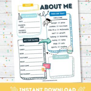 all about me printable