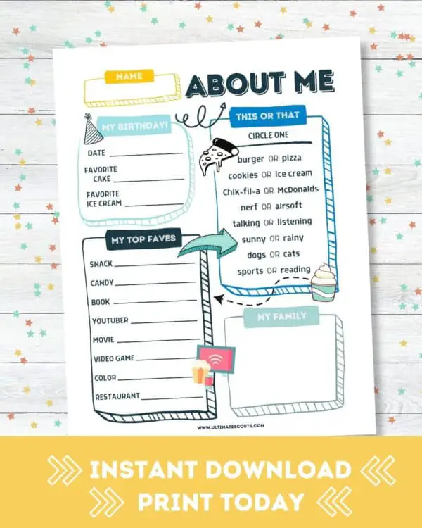 all about me printable