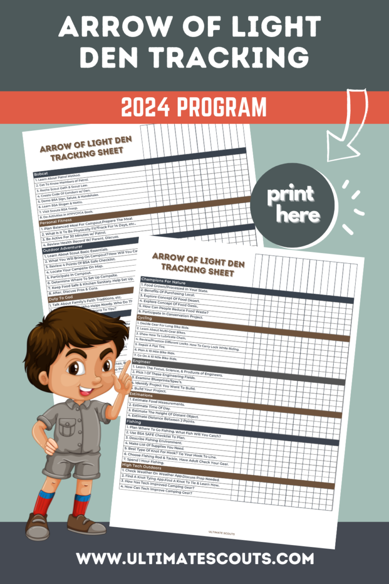 Arrow of Light Scout Den Tracking Checklist 2025 – Ultimate Scouts
