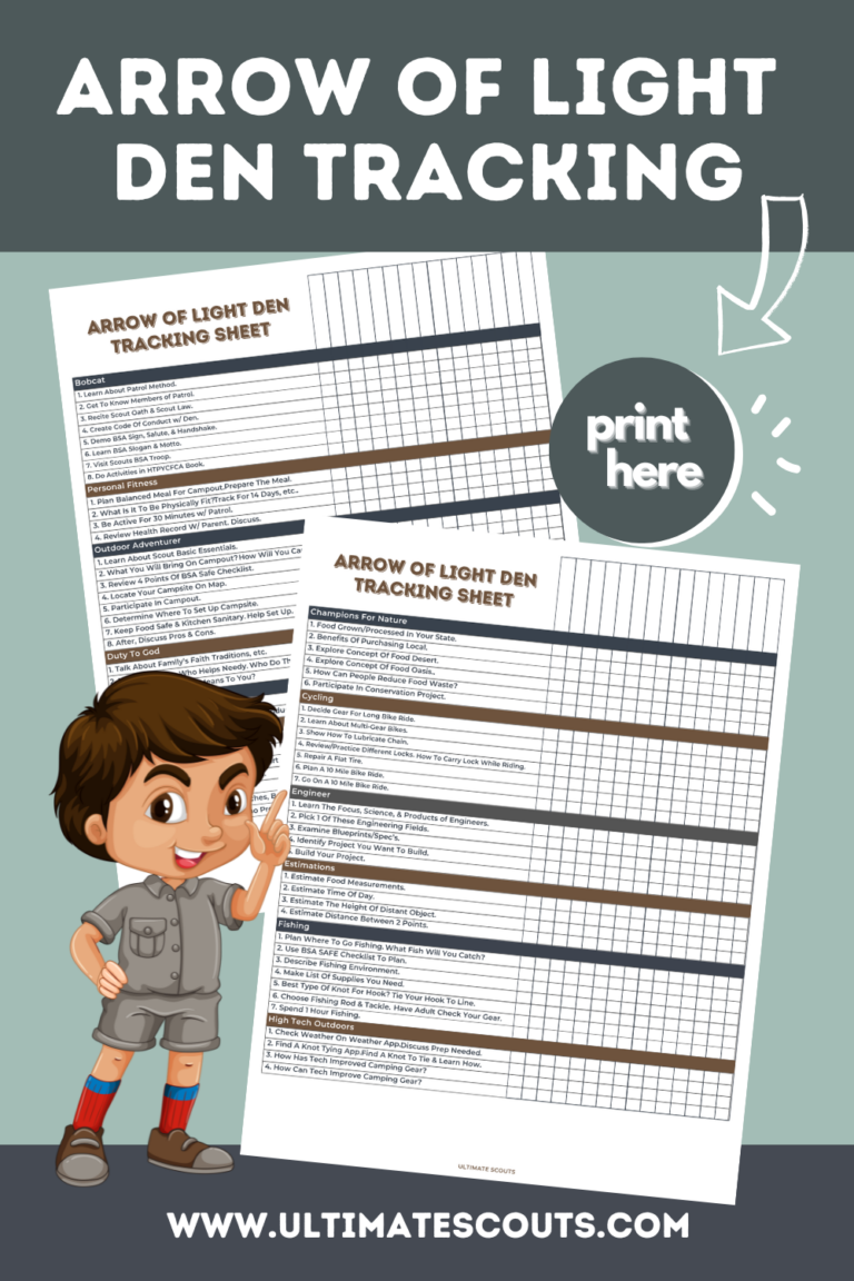 Arrow of Light Scout Den Tracking Checklist – Ultimate Scouts