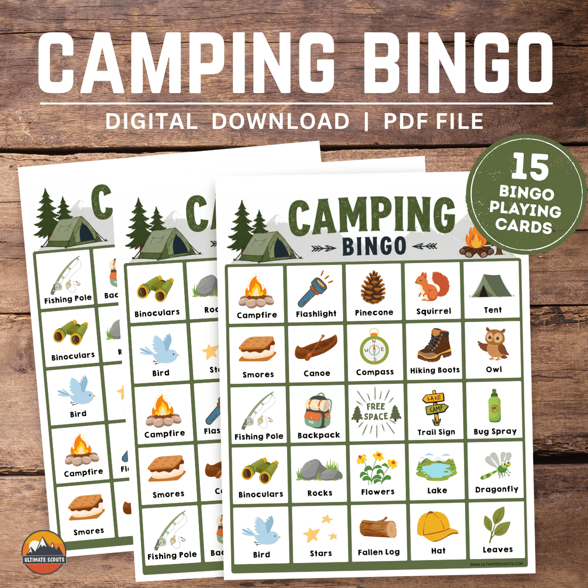 Camping Bingo Printable Game for Kids - Image 2