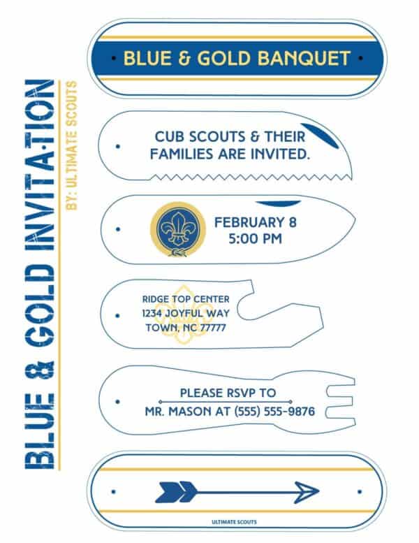 Scouts Blue & Gold Pocket Knife Invitation