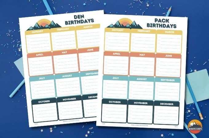 Cub Scout Binder - Birthday List