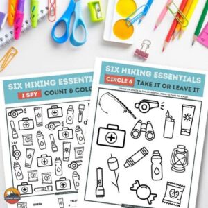 hiking essentials i spy printable