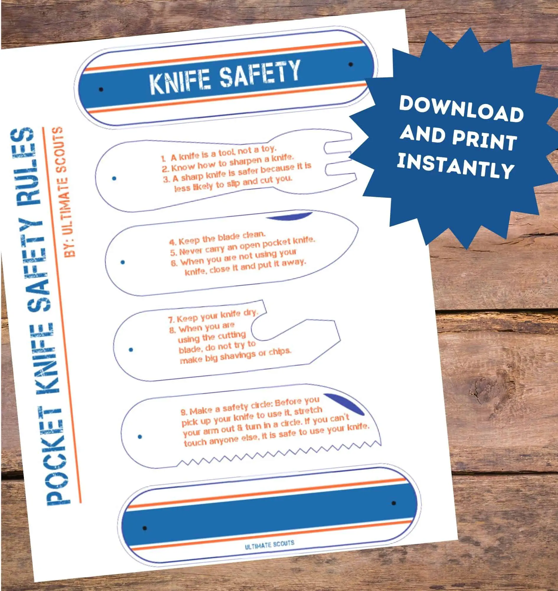 Knife Safety Pocket Knife Printable – Ultimate Scouts