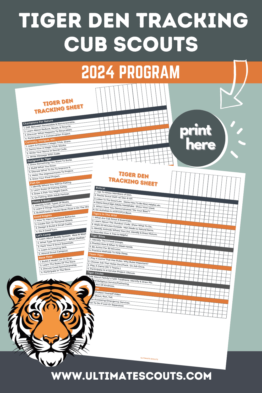 Tiger Den Tracking Printable