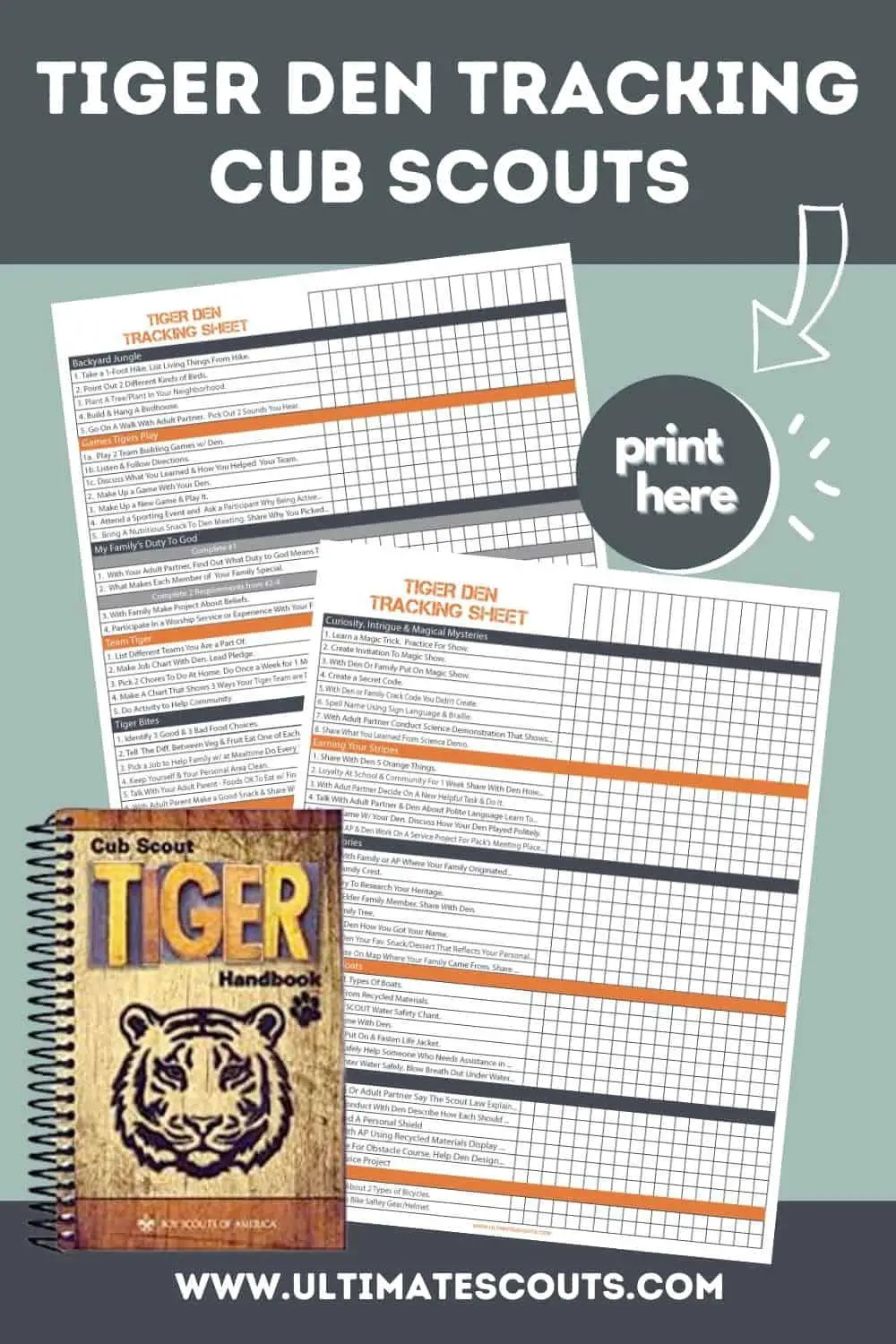 Tiger Scout Den Tracking Checklist (Free Printable)