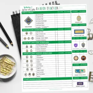 webelos and arrow of light awards tracker printable