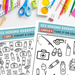 kids hiking essentials worksheet