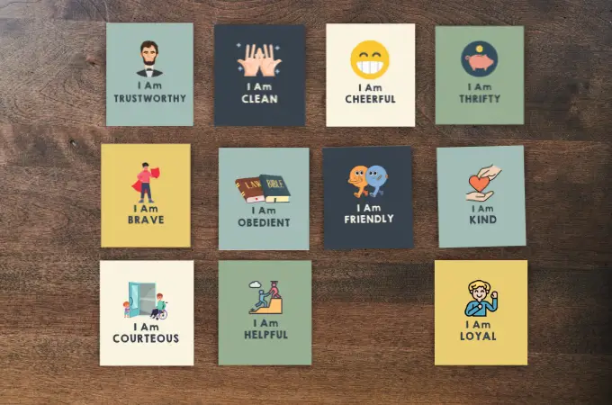 scout law memory card game