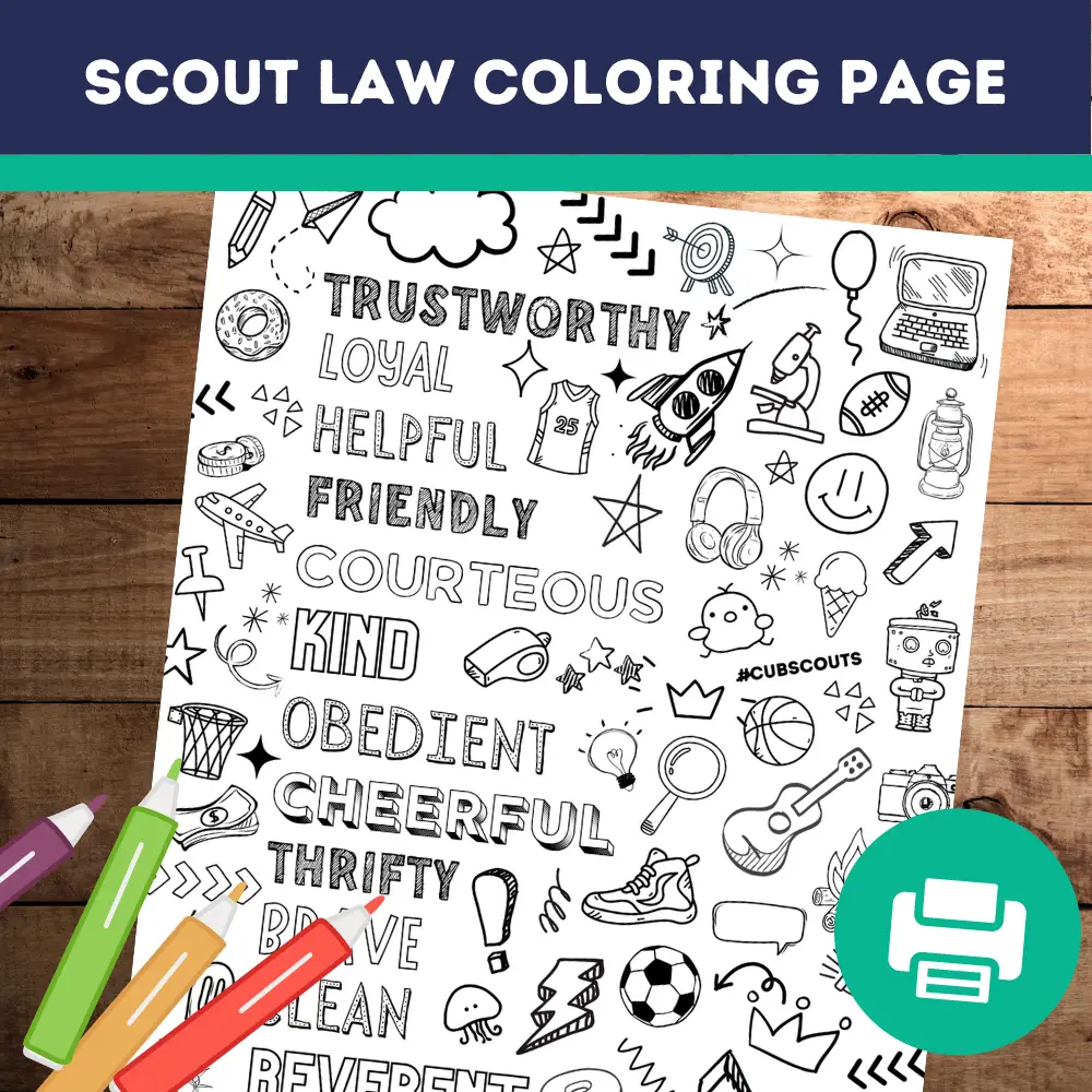 Scout Law Coloring Page – Free Printable