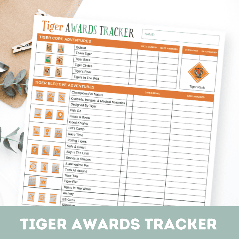 Tiger Printable Awards Tracker