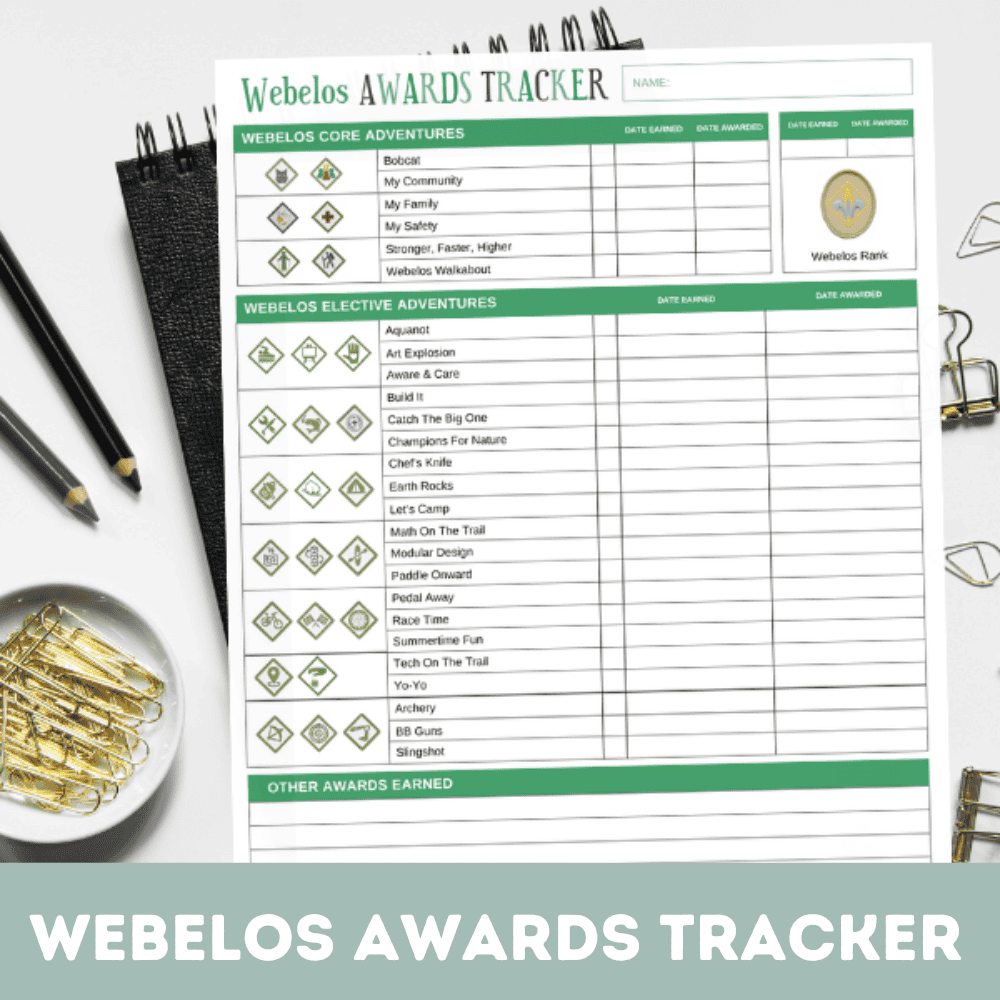 Webelos Awards Tracker Printable